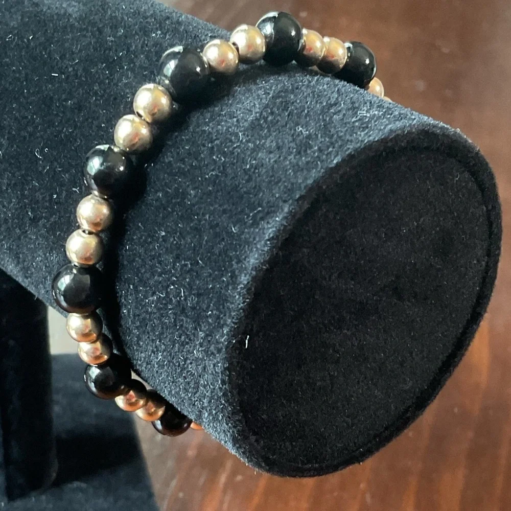Gold Filled Black Onyx Fine Estate Jewelry Bracelet